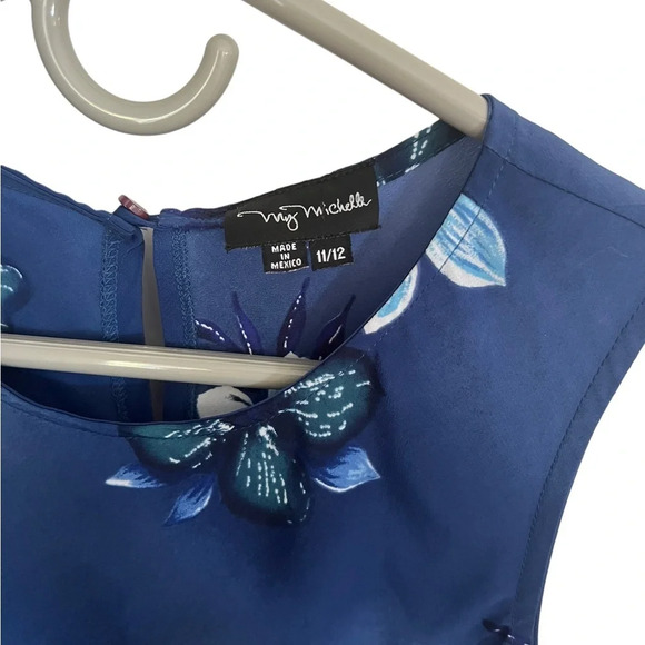 Vintage 90’s / Y2K Hawaiian Floral Print Dress Blue Maxi - Picture 3 of 4